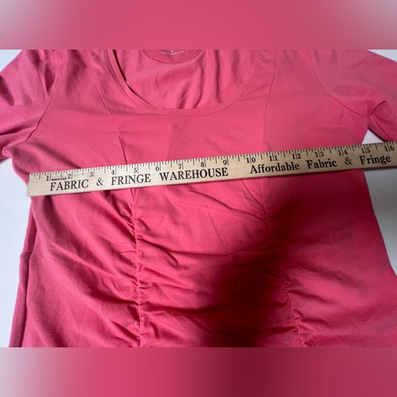 KENNETH COLE REACTION VIBRANT CORAL SHORT SLEEVE RUCHED TOP SIZE LARGE - Picture 3 of 8